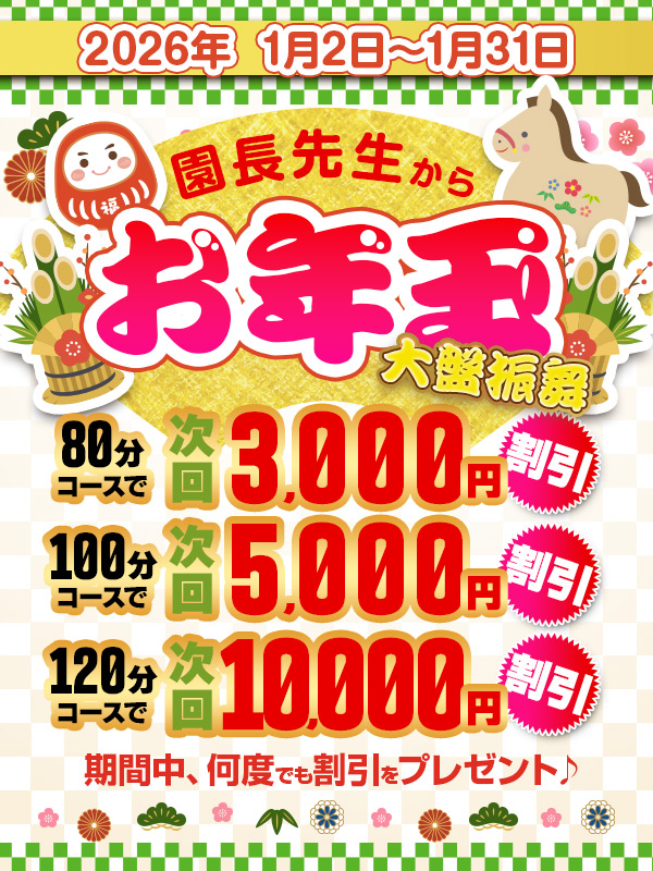 搾乳手コキ・オナクラ　大人の幼稚園渋谷店 園長先生からお年玉